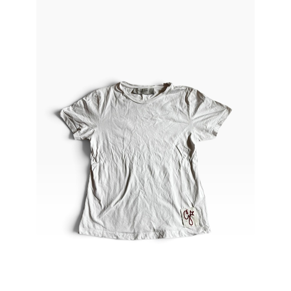 Golden Goose T-Shirt Size M White GG Logo Patch Star Stud Made in Italy